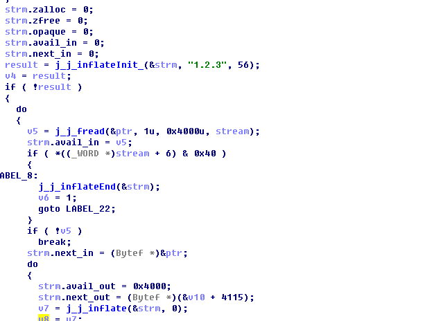 Figure 9 ZLIB decompressing a ziu file