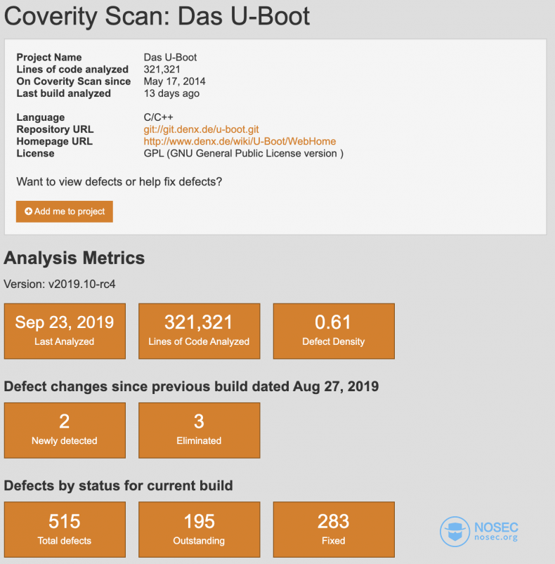 U-Boot Coverity Scan